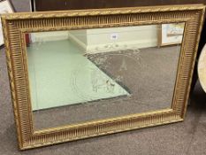 Gilt framed rectangular etched wall mirror, 65.5cm by 91cm.