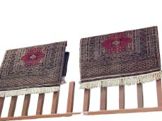 Pair Persian design prayer rugs/wall hangings, 1.07 by 0.80.