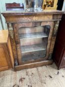 Victorian inlaid walnut and gilt mounted glazed door pier cabinet, 109cm by 84cm by 32cm.