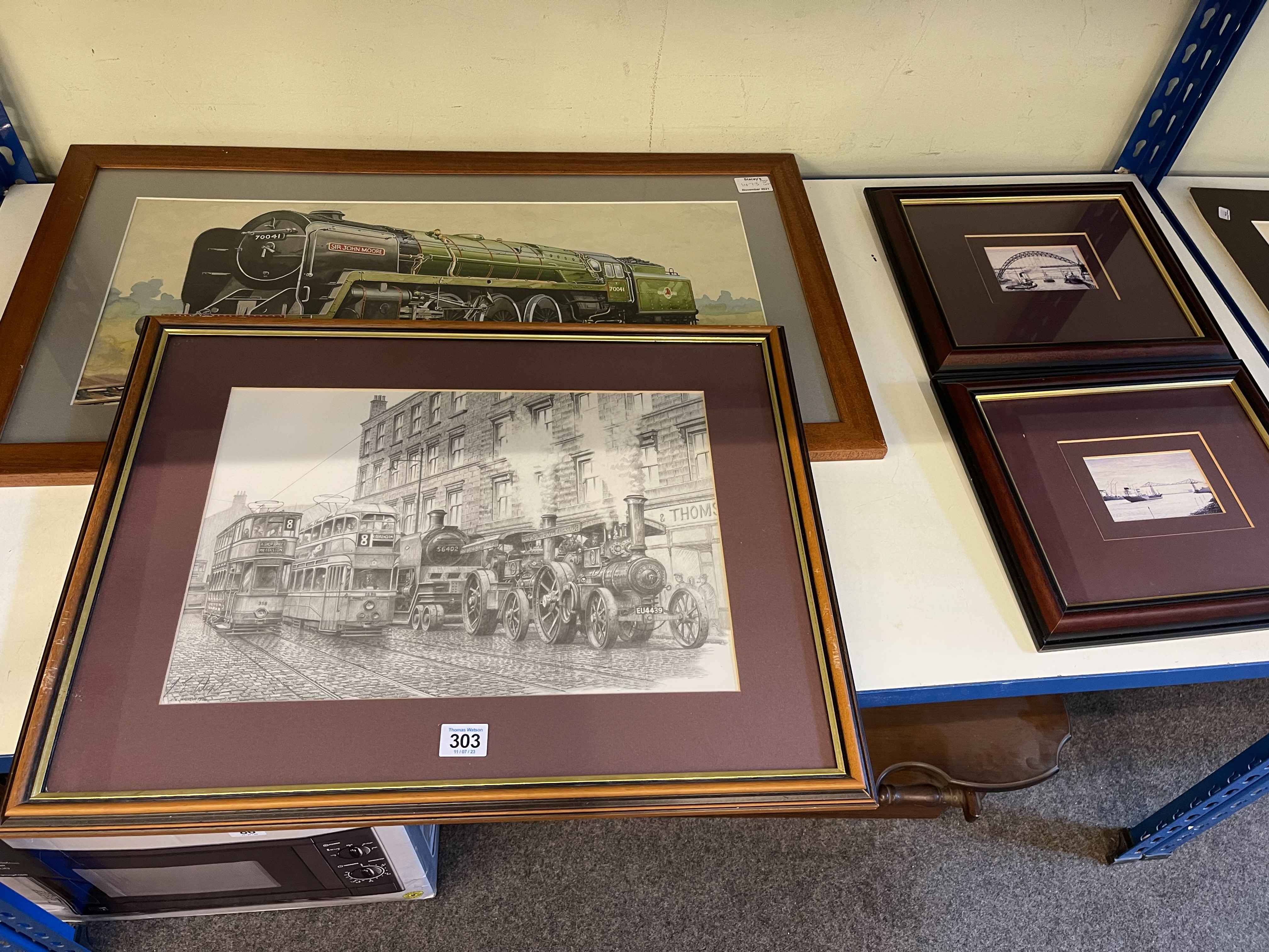 Collection of sixteen various prints including Wigston Locomotion prints, signed landscape prints, - Image 3 of 4