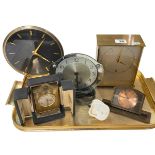 Zenith 8 day carriage clock, Jaeger le Coultre and Garrard mantel clocks,