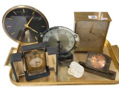 Zenith 8 day carriage clock, Jaeger le Coultre and Garrard mantel clocks,