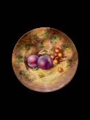 Royal Worcester fruit painted plate, signed Sibley-Lewis, 20cm diameter.