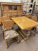 Oak six piece dining suite comprising Old Charm court cupboard,