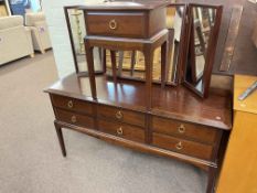 Stag Minstrel triple mirror dressing table and single drawer pedestal (2).