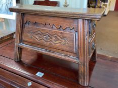 Miniature Chinese two drawer barbers stool, 27.5cm by 41cm by 22cm.