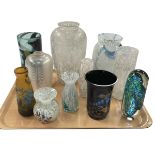 Glass vase marked Gallé, nine Studio Glass vases and Jane Charlie glass paperweight.