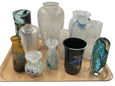 Glass vase marked Gallé, nine Studio Glass vases and Jane Charlie glass paperweight.