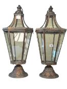 Pair of ornate hanging lanterns, 70cm high.