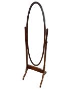 Early 20th Century oval mahogany cheval mirror, 159cm by 48cm.