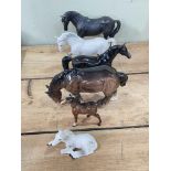 Six Beswick Horses and four figurines.