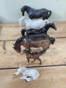 Six Beswick Horses and four figurines.