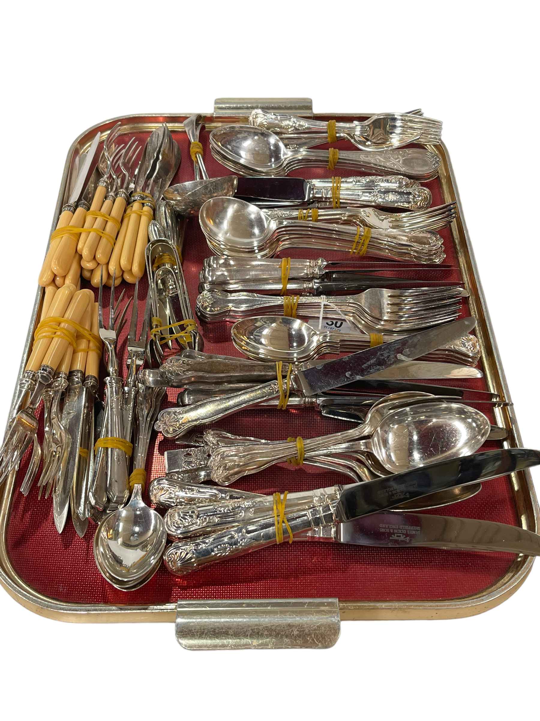 Assorted silver plated flatware, approximately 110 pieces.