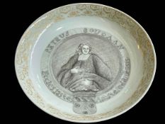 Chinese porcelain plate decorated with image of Petrus Boudaan, gilt border, 21cm diameter.