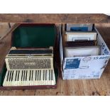 Hohner Accordion in case, chrystoleum, paintings, prints, etc.