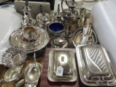 Collection of silver plates wares including Oneida cased cutlery, teapots, trays, etc.