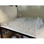 Collection of cut glass including decanters.