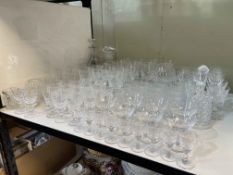 Collection of cut glass including decanters.