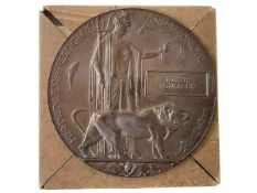 Death penny named to Joseph Rowlands, 12cm diameter, with folder and Buckingham Palace letter.