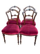 Set of four Victorian mahogany turned leg parlour chairs.