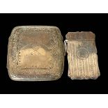 Engraved silver card case, Chester 1913, and Royal Flying Corps silver cigarette case,
