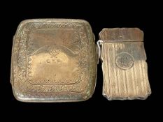 Engraved silver card case, Chester 1913, and Royal Flying Corps silver cigarette case,