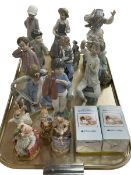 Three Lladro and seven Nao figures and four Royal Albert Beatrix Potter characters and Ladybird