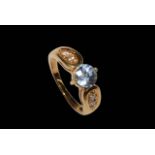 Tanzanite and diamond 18 carat gold ring, size N/O.