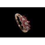 Ruby and diamond 9 carat gold ring, size Q.