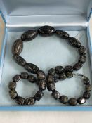 Dark jasper necklace with silver clasp.