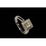 Diamond twenty stone 9 carat white gold ring, size J/K.