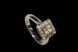 Diamond twenty stone 9 carat white gold ring, size J/K.