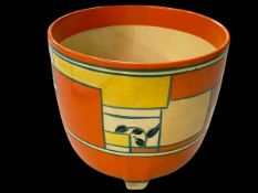 Clarice Cliff Branch and Squares jardiniere, printed mark, 17cm high.