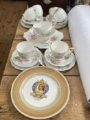 Queen Anne Old Country Spray half tea set and a Shelley Edward VIII commemorative plate.