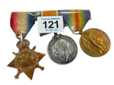 WWI Pip, Squeak and Wilfred medals, awarded to 11762 GNR. E. H. Gurd R.F.A. Pip medal is 'DVR E. H.