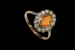 9 carat gold and silver gem set ring, size Q/R.