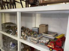 Collection of Lilliput Lane, Tonka Fire Engine toy, cigarette cards, books, etc.