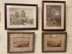 Collection of four various framed landscape and coastal watercolours,