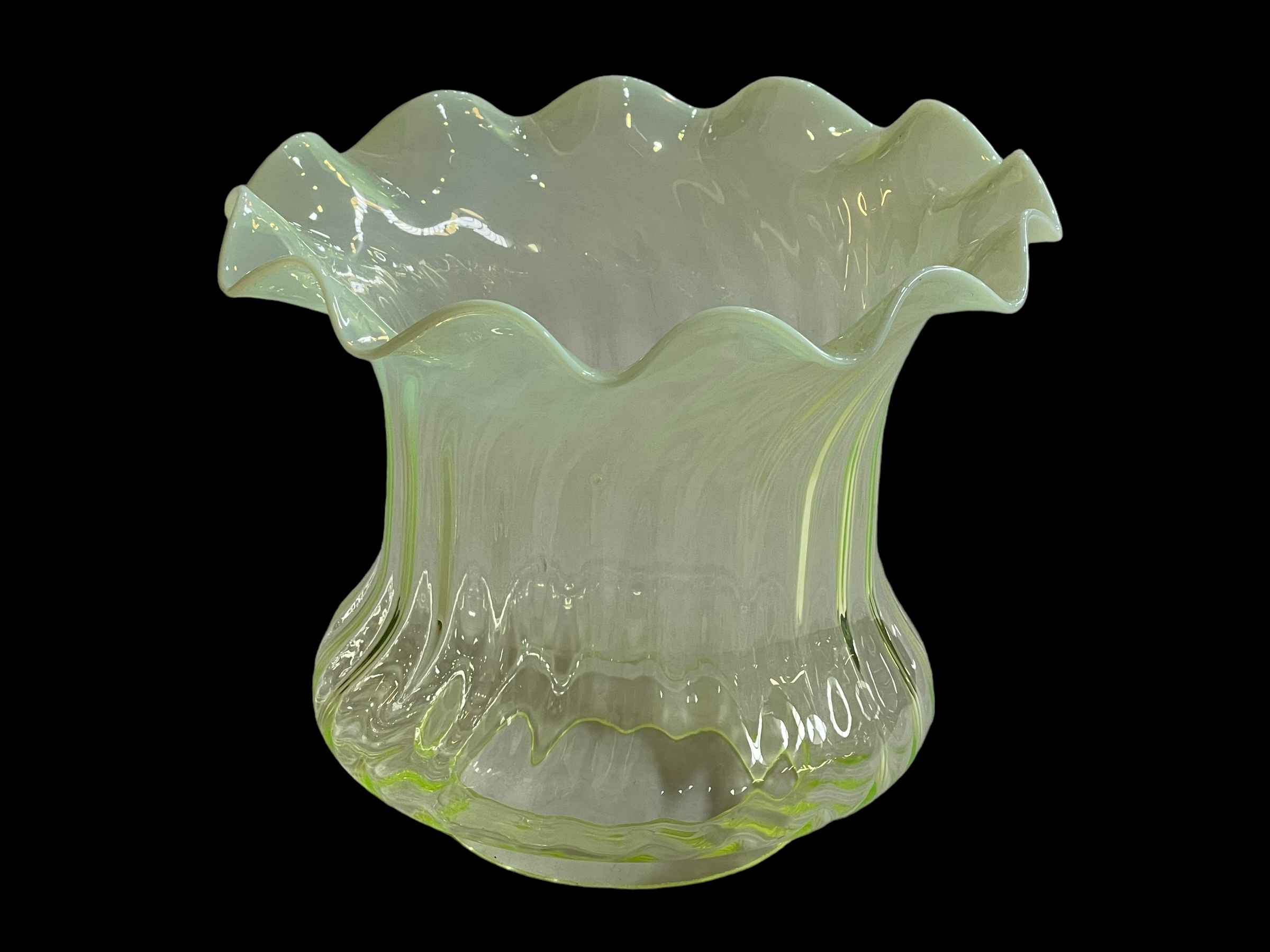 Victorian Vaseline glass oil lamp shade.