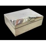 Silver cigarette box, Birmingham 1957, 11.5cm across.