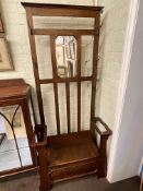 1920's oak hallstand, 191cm by 84cm by 37cm.