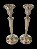 Pair silver loaded candlesticks, Birmingham 1918, 23cm.