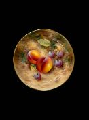 Royal Worcester fruit painted small dish, signed 11.5cm.