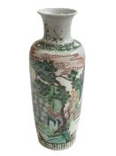 Chinese porcelain vase decorated with figures in interior scene, 28.5cm.