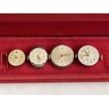 Four wristwatch movements, two Tudor, one Rotary and smallest Rolex.