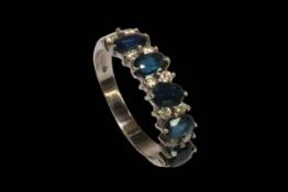 Sapphire and diamond seventeen stone ring,