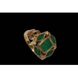 Emerald and diamond 18 carat gold ring, size L/M.