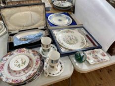 Coalport Revelry boxed plate, EPNS cased cutlery, paperweight, etc.