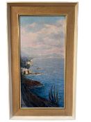 G Angella, Mediterranean Coastal Scene, oil on canvas, signed lower left, 59.5cm by 29cm.