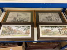 Collection of sixteen various prints including Wigston Locomotion prints, signed landscape prints,